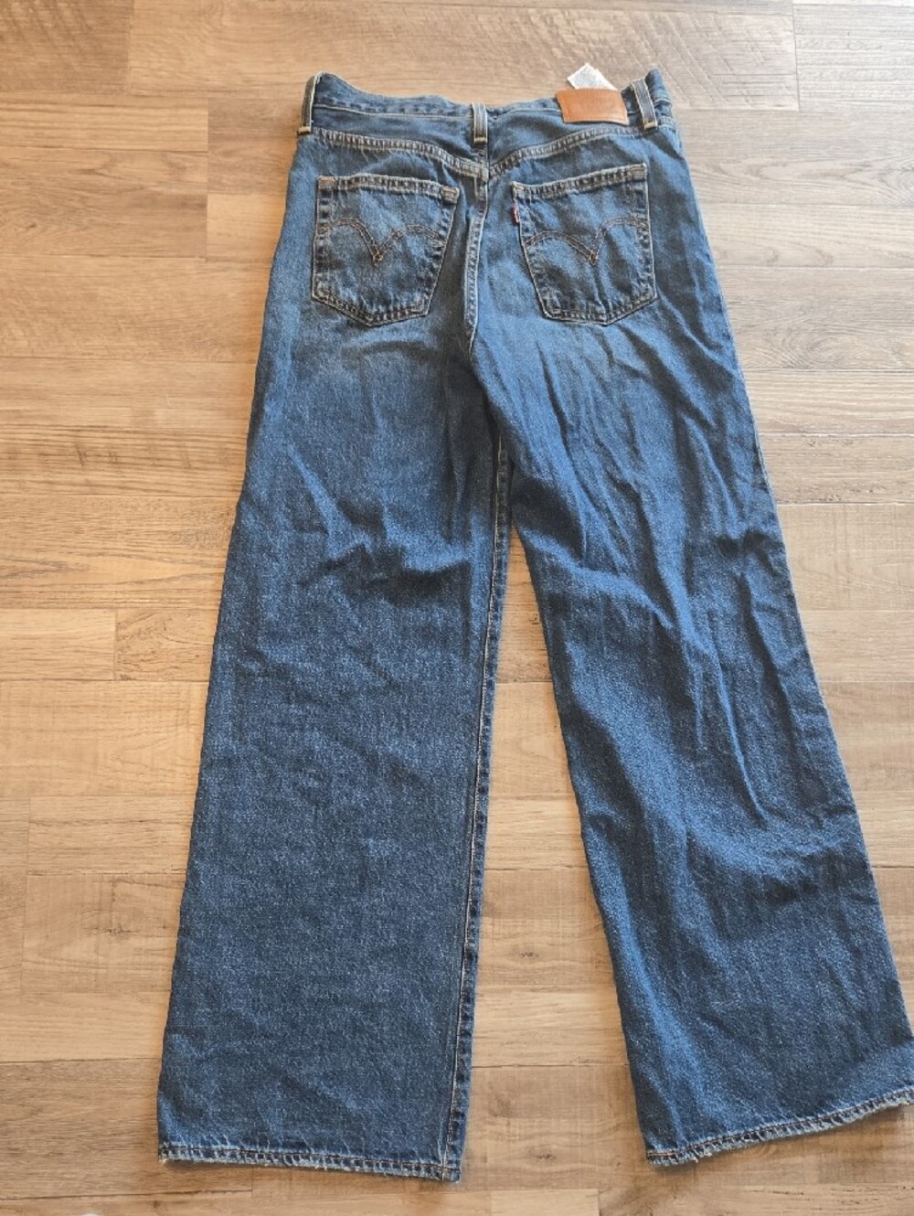 Womens Dark Blue Levi's Wide-Leg Jeans - Picture 5 of 7